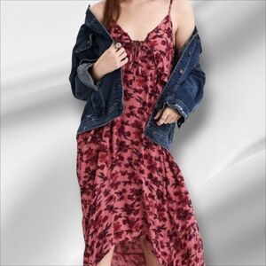 American Eagle Chic High-Low Floral Sundress Adjustable Straps Ruffles Med